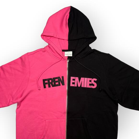 Teddy Fresh Frenemies Limited Edition Hoodie SIZE L Black Pink Split Colorblock - Picture 11 of 15